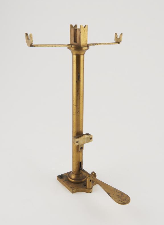 Brass upright stand and plate to support apothecary's scales