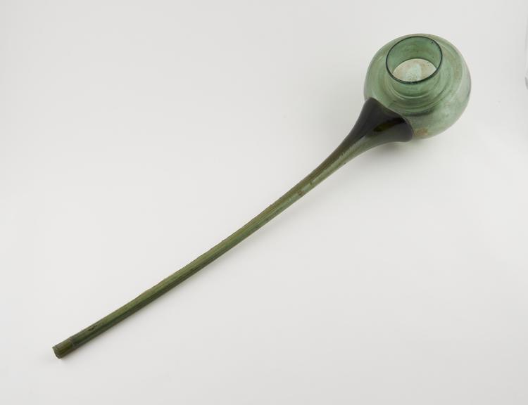Green glass alembic, cap only, European, 16th-17th century