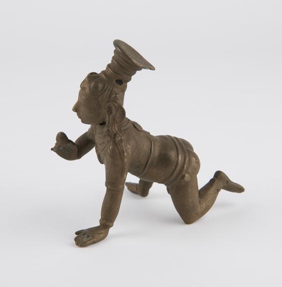 Statue of Krishna, stealing butter, brass, West India, 1801-1900