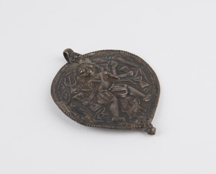 Small pendant plaque of Siva, silver, Indian, 1801-1900