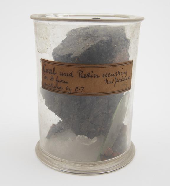 Lignite, with resin occuring in it from Auckland, New Zealand