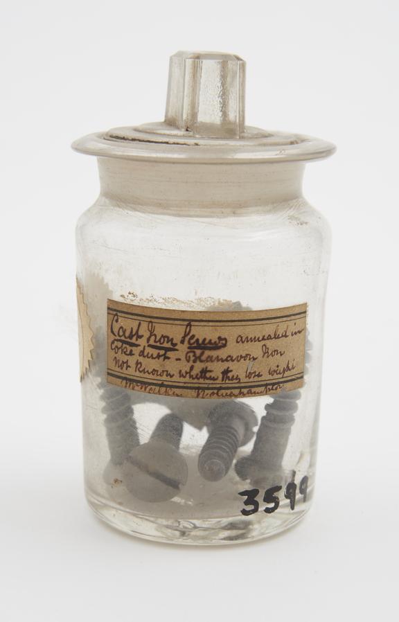 Cast-iron screws annealed in coke dust