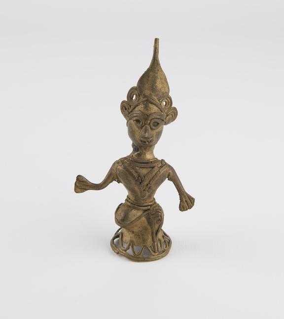 Brass figurine, perhaps of the Hindu god Vishnu, Dhokra style