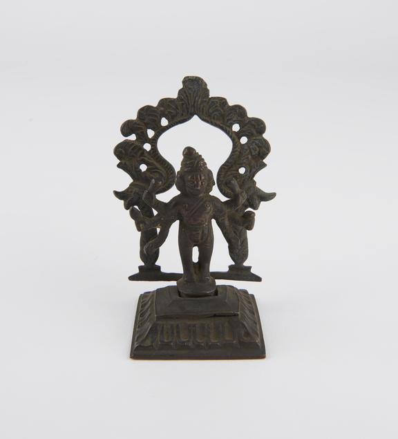 Shrine of Vishnu(?) in three parts, brass, Indian, 1801-1900