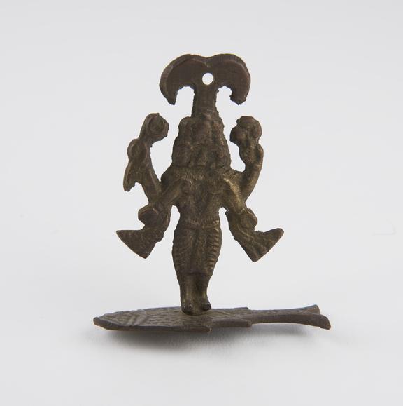 Plaque of Vishnu standing on a fish, brass, East India