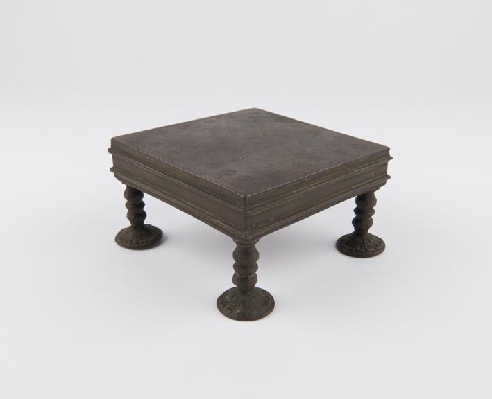 Bronze pedestal from a hindu shrine, Indian, 1801-1900