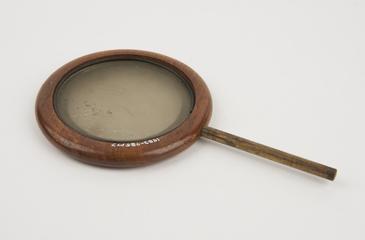 Ground glass screen, in wooden ring on brass rod