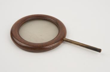 Ground glass screen, in wooden ring on brass rod