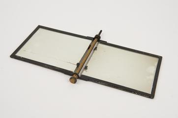 Pair of plane mirrors hinged to support rod