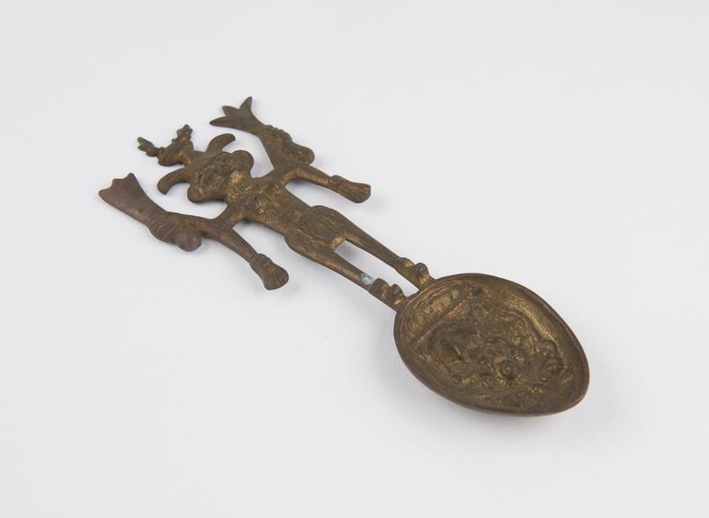 Gilt brass temple lustration spoon, Bengali, 1801-1900