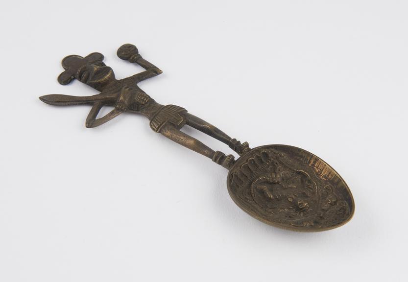 Brass temple lustration spoon, Bengali, 1801-1900