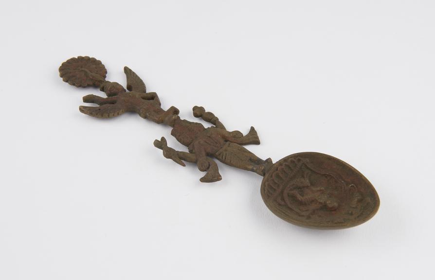 Brass temple lustration spoon, Bengali, 1801-1900