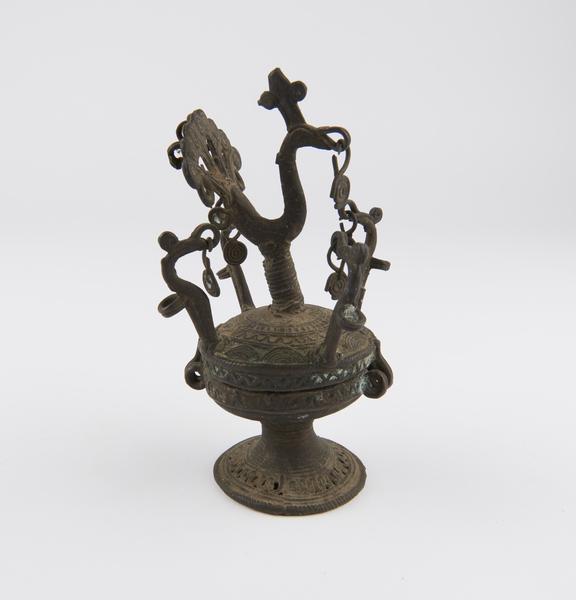 Brass incense burner, for holding joss stocks, Indian, 1801-1900