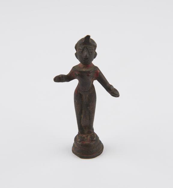 Small brass statue of goddess, possibly Lakshmi, Indian