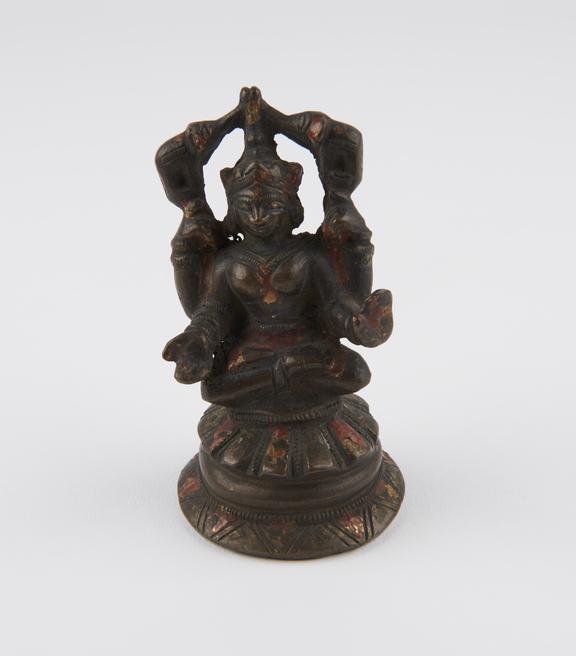 Bronze statue of the hindu goddess Gaja-Lakshmi attended by