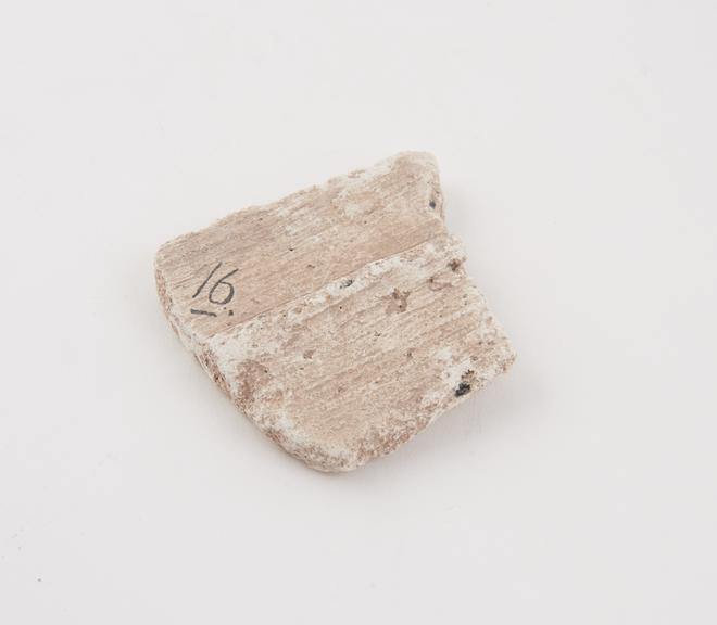 Sample of wall plaster, 16th century, from Barnfylde House