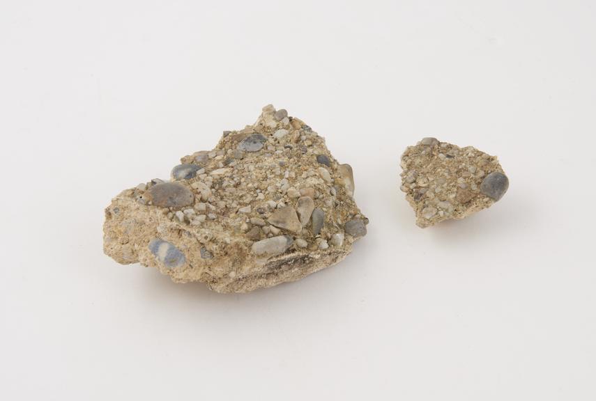 Specimens (2) of sand-pebble dashed mortar