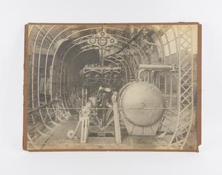 Photograph: Interior of Airship Gondola, showing details of engine installation