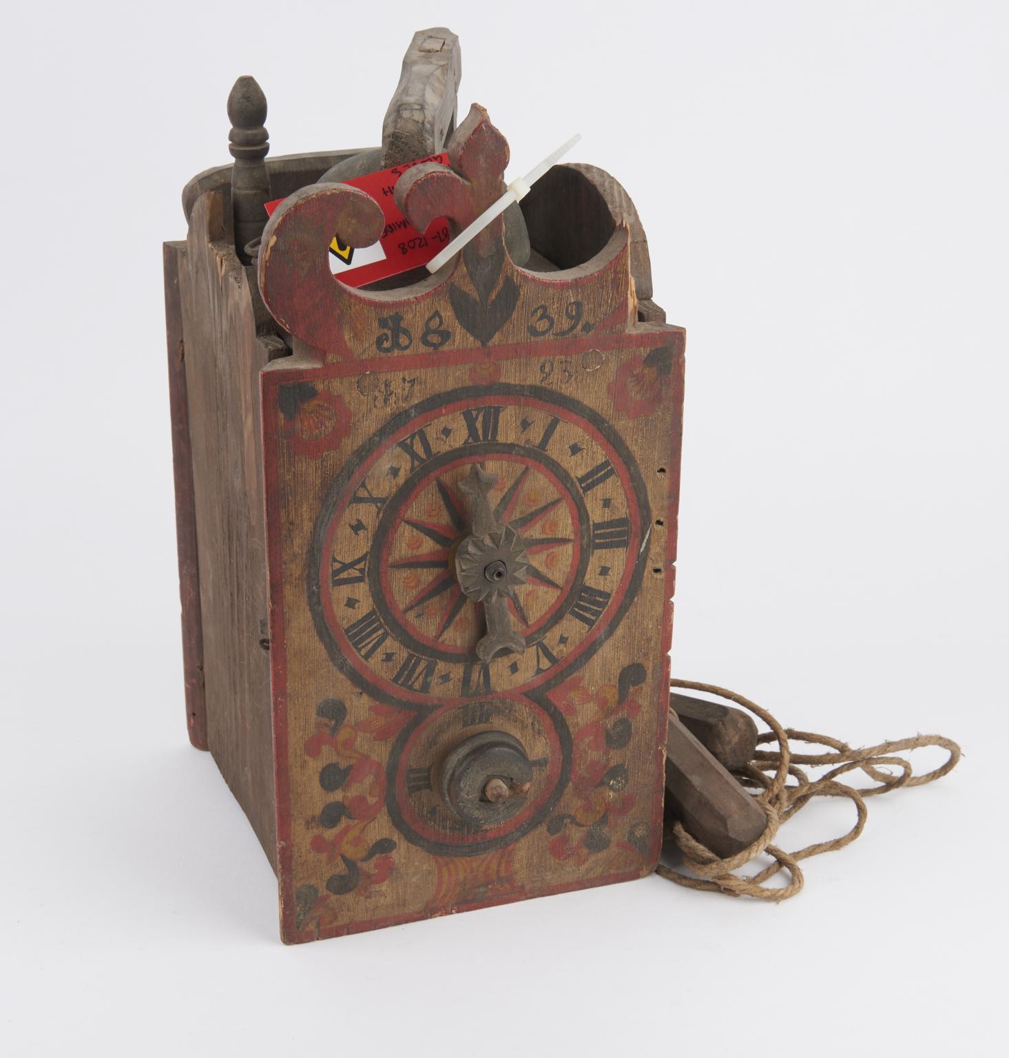 Clock with wooden balance wheel and movement, from the Black Forest ...