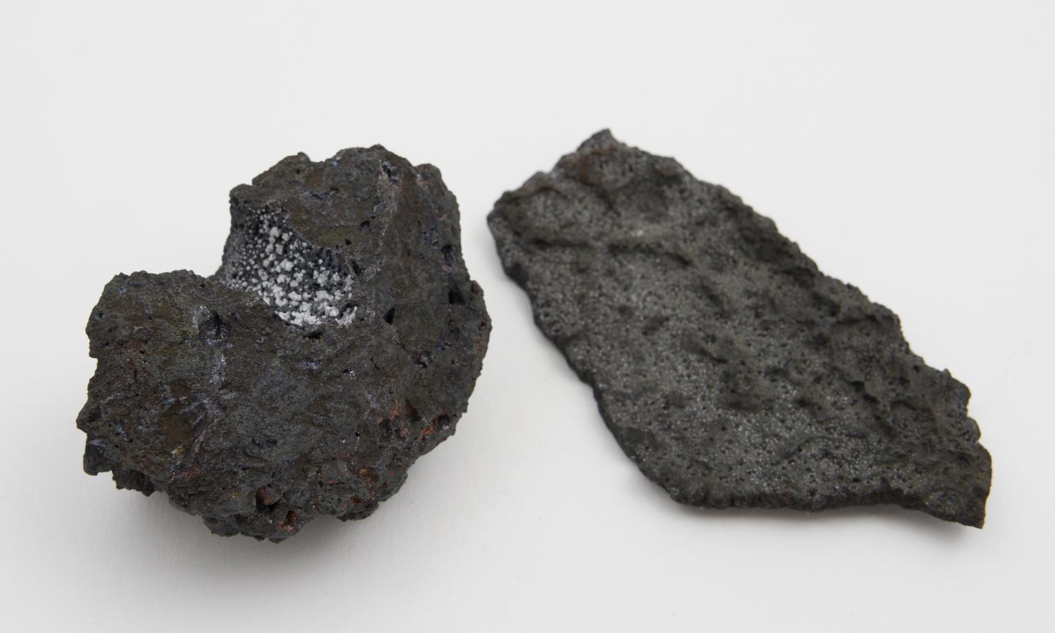 Slag Collection Crystals of arsenious acid in slag, from making