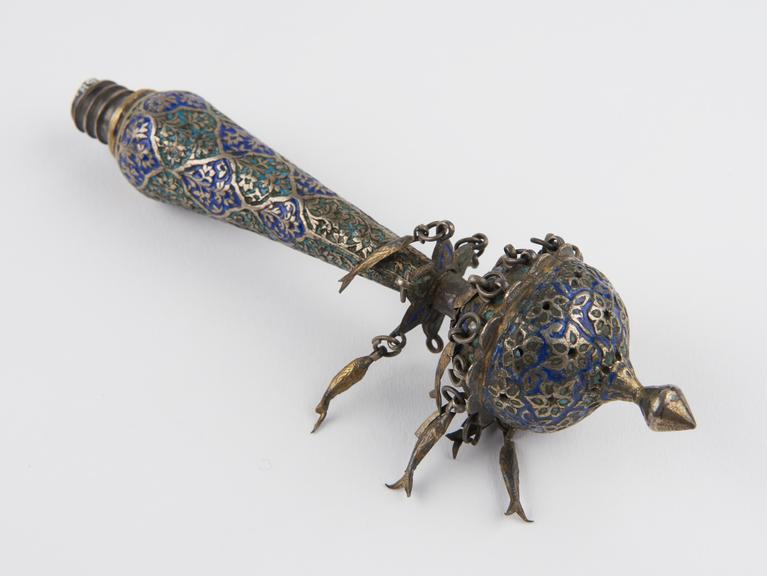 Rose water sprinkler, metal, South Central India, 1801-1900