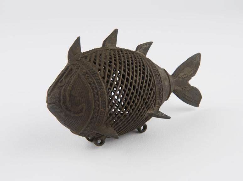 Perforated copper box, a pomander?, Indian, 1801-1900