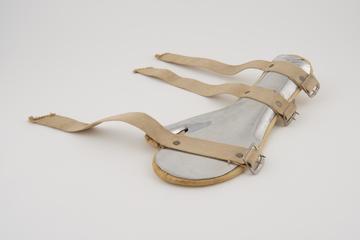 Aluminium and leather hand splint, 1960