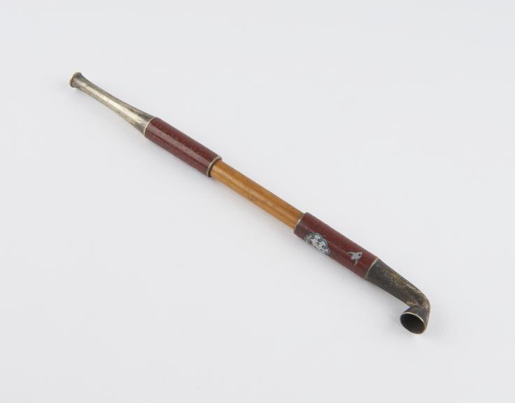 Small tobacco pipe with plated and enamelled sections, straight