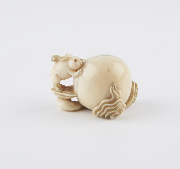 Ivory netsuke, in the form of a rabbit or hare