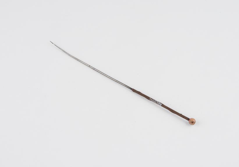 Needle, used in opium smoking, steel, brass and bone, Chinese