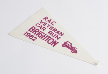 Veteran Car Run pennant flag, associated with a 10hp two-cylinder Rolls-Royce motorcar, 1962