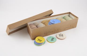Box of card tokens at St Audry's Hospital, England, 1939-1945