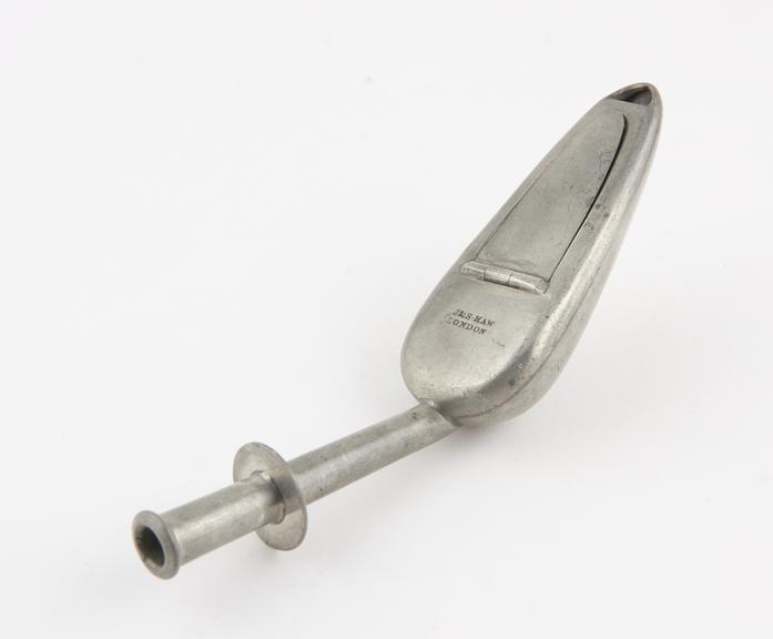 Pewter medicine spoon, invented by C. Gibson, made by J. and S