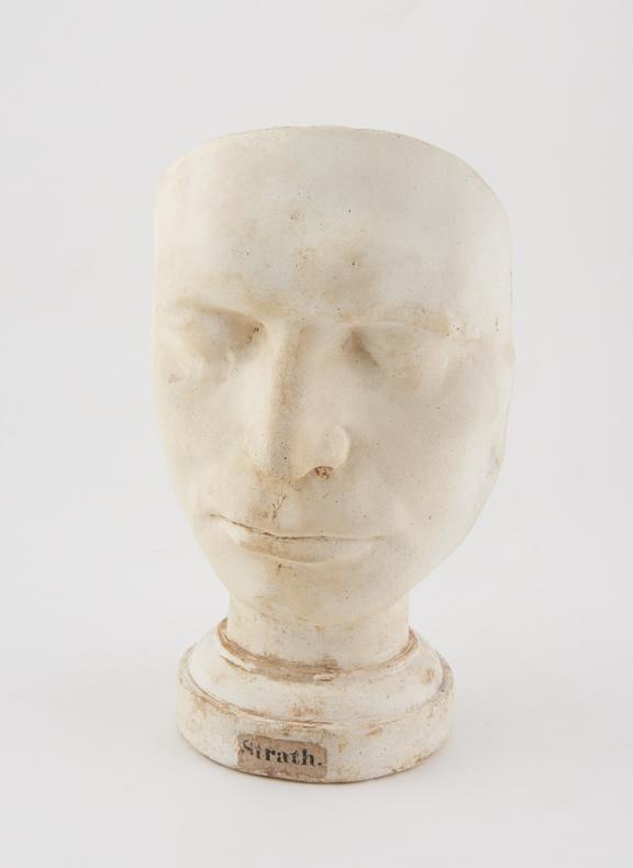 Plaster phrenological head, labelled 'Strath', 19th century.