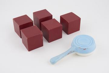 wooden blocks and rattle