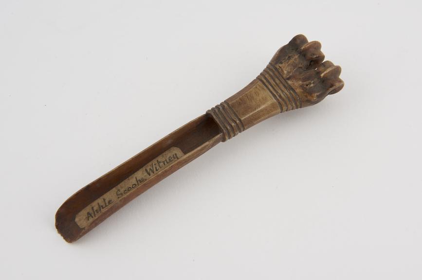 Apple scoop of bone carved from sheep's tibia, from Witney