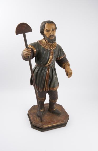 Wooden figure of Saint Isidore, patron of farm workers, Spanish