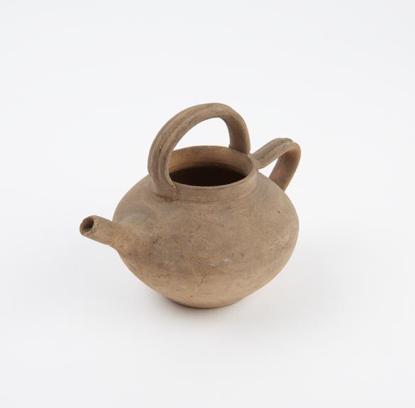 Earthenware feeding bottle or lamp filler, Roman