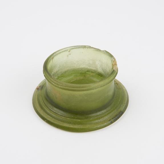 Green glass ointment pot (pyxis), Greek, possibly Cretean