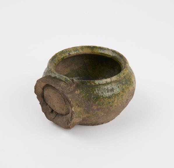 Pottery bowl with green glaze, possibly medieval