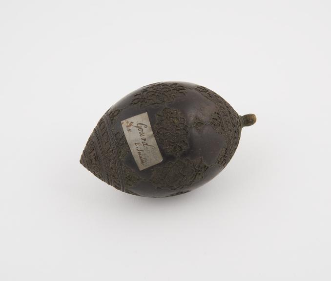 Carved gourd, used as a snuff bottle?, probably eastern Indian