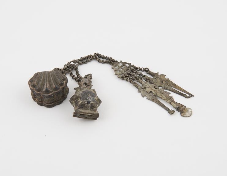 Silver chatelaine with 5 implements