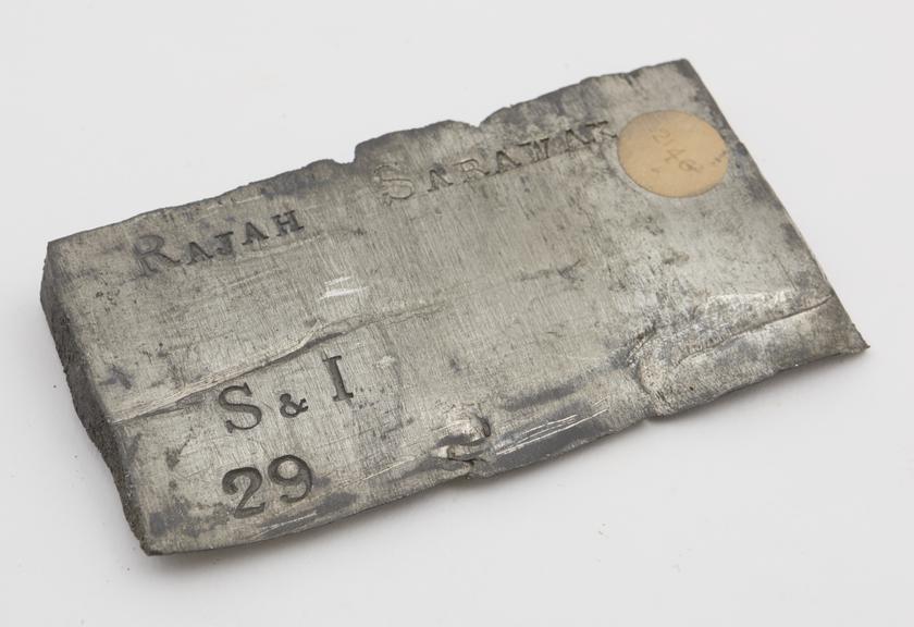 Tin from Borneo. Marked Rajah Sarawak, S. and I. 29