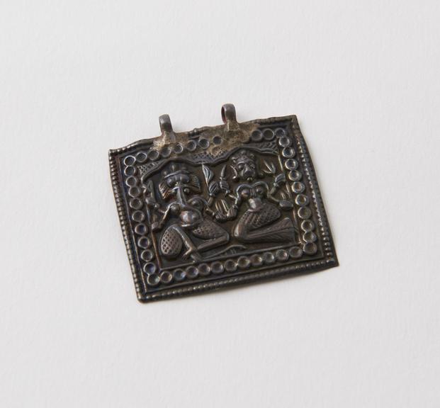 Silver amulet and pendant, rectangular