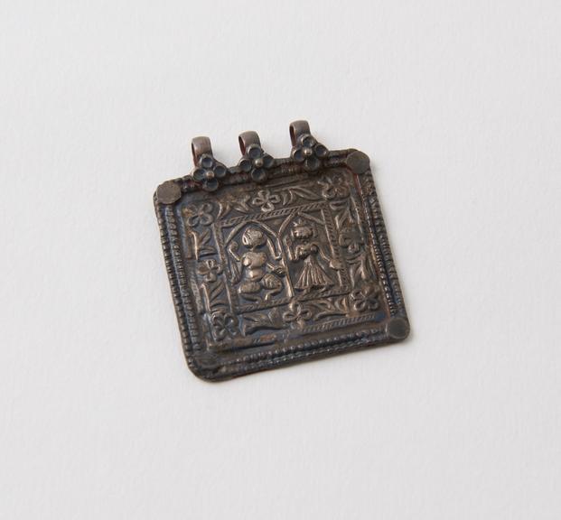 Silver amulet and pendant, square