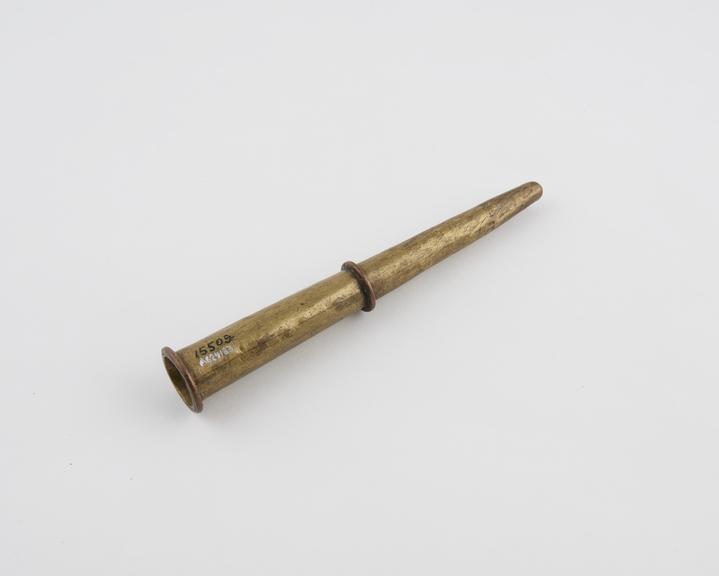 Part of syringe, tapering brass tube, Indian or Tibetan