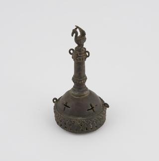 Footscraper and covered bell with handle