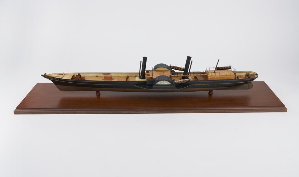 Model of cross-channel paddle steamer, c. 1855 (damaged)