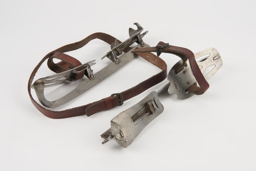 Pair of ladies all-steel ice skates, c. 1895