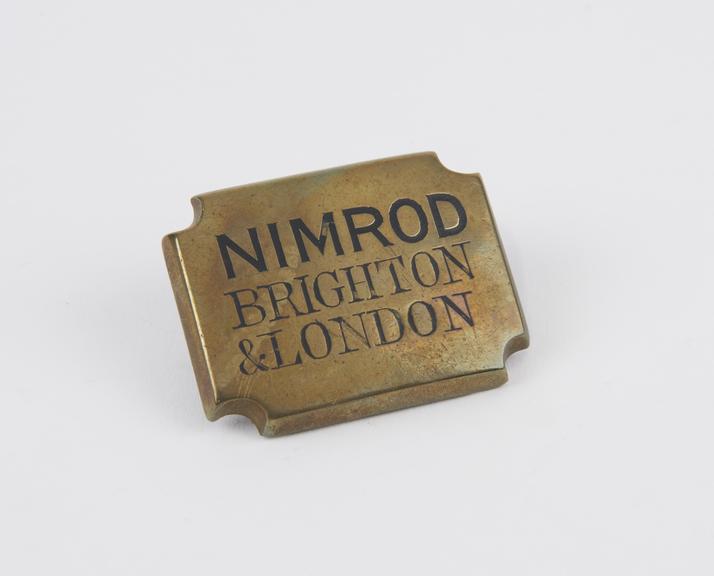 Brass rug and satchel plate:- Nimrod', Brighton & London.'